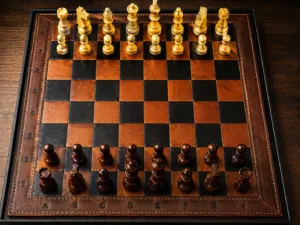 رقعة الملوك ♟ طقم شطرنج فاخر من الجلد المزدوج والخشب — الدفع عند الاستلام